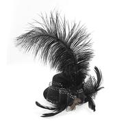 Ruilogod Mujer Bowtie Pluma Party Bow Hair Clip Mini Top Hat Negro (id:35 eef eb 4f7 770