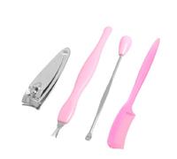 Ruilogod Mujer clavo Clipper Earpick Cuticle Trimmer Pink Comb Makeup Herramienta de belleza