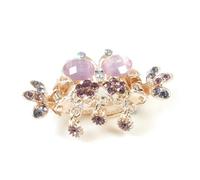 Ruilogod Mujer dama luz púrpura rhinestone con incrustaciones de cangrejo de cangrejo metal pelo clip clip