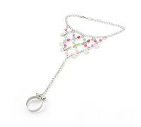 Ruilogod Mujer plástico cristal decoración cadena anillo pulsera multicolor