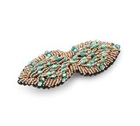 Ruilogod Mujeres en forma de hoja de imitación Faux Rhinestone incrustado Patido Caballo de pelo Peinadora Parrilla