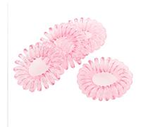 Ruilogod Mujeres transparente de plástico rosa elástico en espiral línea teléfono pelo cola de caballo titular 4 unids (id:73 38c 18 cb4 db8