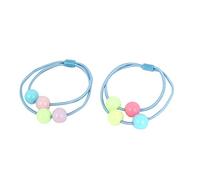Ruilogod Multi-colores cuentas redondas banda elástica cola de caballo titular azul claro 2 unids (id:6f 375 95 8bc f44