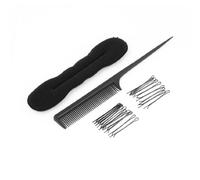 Ruilogod Negro 6.5"Long Slim Sponge Hair Twist Clip W Peine para Lady