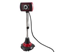 Ruilogod Negro Rojo Cuello Flexible 4 Leds Cámara de PC Webcam USB W Micrófono