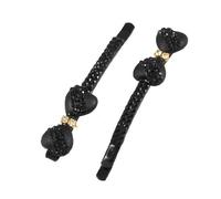 Ruilogod Niña Mujer Rhinestone Decoración Bowknot Forma Clip de pelo Negro 2 unids (id:01 7ec b1 b23 7f9