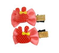 Ruilogod Niña roja Bowknot decoración dientes negros arcos cocodrilo pinzas para el pelo 2 unids (id:89 197 d8 a75 fe4