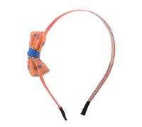 Ruilogod Niñas Malla Dot Bowknot Ornamento Coral Rosa Poliéster Recubierto Slim Head Band Hoop (id:69 ed5 2b 559 587