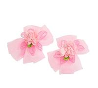 Ruilogod Niñas Rhinestone Floral Organza Pajarita Hairclip cocodrilo pelo clip rosa 2 unids (id:42 3be 4e 5a9 9b8