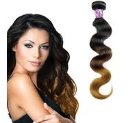 Ruilogod Onda del cuerpo del cabello humano 24 "7a negro rubio ombre ombre brasileño peruano virgen remy pelo 1 paquete