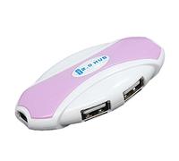 Ruilogod Oval Mini Portable 4 Port Purple Computer USB 2.0 Hub