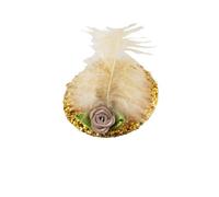 Ruilogod Pale Peach Green Flower Glittery Franel Mini Top Hat W CLIP DE COMBINADOR (id: 178 aec 2c4 894 054