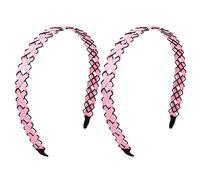 Ruilogod Paño trenzado Metal Hairband Hair Hoop Decor Rosa Negro 2 unids (id:62 09f a9 cda a1d