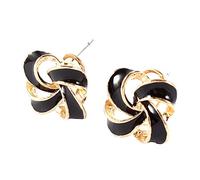 Ruilogod Par de cristal negro con incrustaciones con incrustaciones de flores francés clip Orej tachan