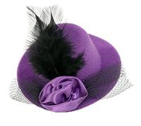 Ruilogod Partido Bola Pluma Flor Detalle Púrpura Mini Sombrero Top Hallp