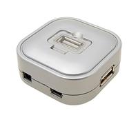 Ruilogod PC 4 Puertos 480Mbps HI-Speed USB 2.0 HUB Tono de Plata