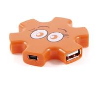 Ruilogod PC Plástico PC Laptop High Speed 500mA 480Mbps Much Much 2.0 4-Port HUB Naranja
