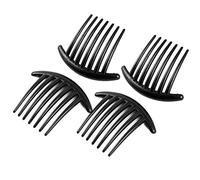 Ruilogod Peine de plástico para mujer, hecho a mano, 7 dientes, accesorios de joyería, 4 piezas, color negro (id: 34e 0a4 005 c84 0f1