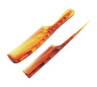 Ruilogod Peine de plástico para peluquería, peluquería, agarre cónico, 2 en 1, ámbar (id: cca a29 563 40c 08c