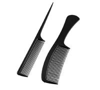 Ruilogod Peluquería Negro Plástico Dentado Anti Estático Cabello Peine 2 unids (id:53 52e e1 74f c3c