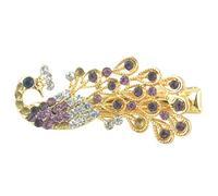 Ruilogod Pinza de pelo de metal con diamantes de imitación para mujer, diseño de pavo real, tono dorado (id: 024 e87 8fb cfa a69