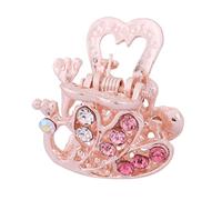 Ruilogod Pinza para el pelo con incrustaciones de diamantes de imitación en forma de pavo real para mujer, color rosa (id: 571 af9 374 12f c28)