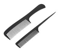 Ruilogod Plástico negro Ancho estrecho Cuidado del cabello Cosmetic Combs 2pcs