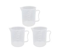Ruilogod Prueba de laboratorio de cocina de plástico 500ml vaso graduado de la taza de la copa de medición 3pcs