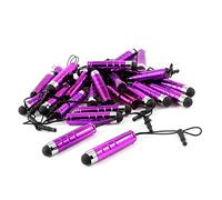 Ruilogod Puerta púrpura de 3.5mm -Polvo Pantalla Capacitiva Pen Stylus 25pcs para teléfono Celular