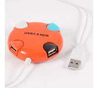 Ruilogod Redondo Hi-Speed 480Mbps 4 Puertos USB 2.0 Hub Naranja para PC portátil