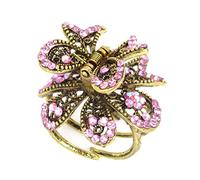 Ruilogod RHINESTONE RHINSTING RHINESTONE INLABLE MARIPOSA DE BRONCE TONO DE BRONZOS DE METÁLLO DE PANTENIMIENTO