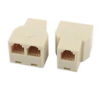 Ruilogod RJ12 6P6C 1 Mujer a 2 Teléfono hembra Cable de cable Conector en línea Splitter 10pcs Beige