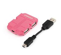 Ruilogod Rosa 480Mbps USB2.0 4 Port Hub Adaptter Splitter para computadora portátil PC Desktop