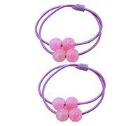 Ruilogod Rosa ronda Bling Beads Bandas elásticas para el pelo Ponytail Holder 2 unids (id:d9 e04 e5 156 4fb