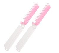Ruilogod Señora de plástico gruesos dientes finos 2 vías plegable peinado peine rosa claro 2 unids (id:6f 9d3 2c 47a 2c1