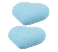 Ruilogod Señora esponja de felpa en forma de corazón maquillaje facial en polvo Puff azul claro 2 unids (id:f1 5a0 12 dea 07a