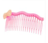 Ruilogod Señora mujer plástico rosa pálido Bowknot decoración pelo peine clip pinza (id:9f 31f 6b 8ca a4e