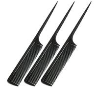 Ruilogod Señoras herramienta de maquillaje 8.5 "antiestático negro plástico mango peine de pelo 3 unids (id: 1e ede e6 d94 0de