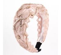 Ruilogod Señoras marrón de diamantes de imitación de rhinestone poliéster alineado de cabello ancho de pelo de cabello Peachpuff