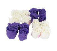 Ruilogod Spa de baño fragantes pétalos del jabón brotes de Rose de 16 PC blancopuro Púrpura