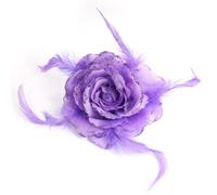 Ruilogod Titular Señora púrpura flor de la pluma de la decoración del pelo cola de caballo
