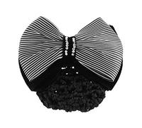 Ruilogod Tocado Bowtie Decor Snood Horquilla Pasador Negro Blanco (id:fc efa 51 f01 ac5