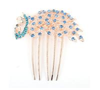 Ruilogod Treal Bling Bling Rhinestone Prong Peacock Peine Peine CLIP Tono de cobre