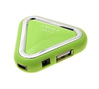Ruilogod Triángulo USB 2.0 4 Puerto Mini Hub Green para computadora PC
