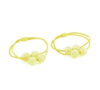 Ruilogod Twinkling Circular Amarillo Beads Detallando Estiramiento Pelo Tie Hole Titular Par Par