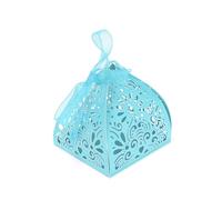 Ruimou 50 piezas laser cut candy boxes (6x6x8cm) for weddings, birthdays, parties, guest gifts(azul)