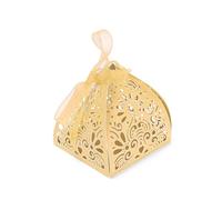 Ruimou 50 piezas laser cut candy boxes (6x6x8cm) for weddings, birthdays, parties, guest gifts(dorado)