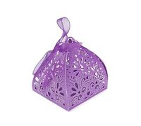 Ruimou 50 piezas laser cut candy boxes (6x6x8cm) for weddings, birthdays, parties, guest gifts(morado)
