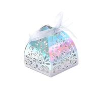 Ruimou 50 piezas laser cut candy boxes (6x6x8cm) for weddings, birthdays, parties, guest gifts(plata arcoíris)