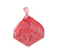 Ruimou 50 piezas laser cut candy boxes (6x6x8cm) for weddings, birthdays, parties, guest gifts(rojo)